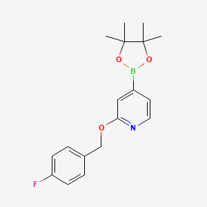 molecular formula C18H21BFNO3 B13087109 2-((4-Fluorobenzyl)oxy)-4-(4,4,5,5-tetramethyl-1,3,2-dioxaborolan-2-yl)pyridine CAS No. 1346708-05-1