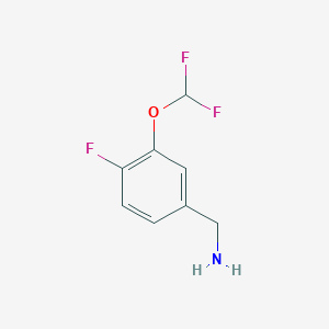 molecular formula C8H8F3NO B13087203 (3-(Difluoromethoxy)-4-fluorophenyl)methanamine 