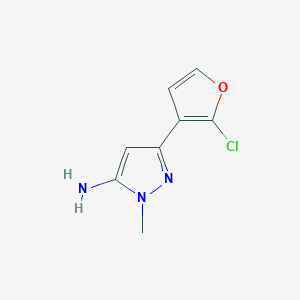 molecular formula C8H8ClN3O B13087255 3-(2-Chlorofuran-3-yl)-1-methyl-1H-pyrazol-5-amine 