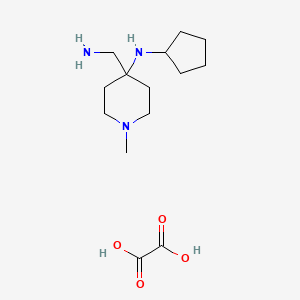 molecular formula C14H27N3O4 B13087420 4-(aminomethyl)-N-cyclopentyl-1-methylpiperidin-4-amine; oxalic acid CAS No. 1394042-60-4