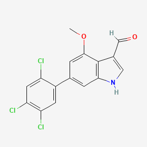 molecular formula C16H10Cl3NO2 B13087435 4-Methoxy-6-(2,4,5-trichlorophenyl)indole-3-carboxaldehyde 