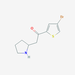 molecular formula C10H12BrNOS B13087469 1-(4-Bromothiophen-2-yl)-2-(pyrrolidin-2-yl)ethan-1-one 