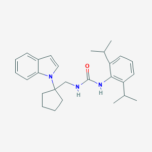 molecular formula C27H35N3O B130875 Urea, N-(2,6-bis(1-methylethyl)phenyl)-N'-((1-(1H-indol-1-yl)cyclopentyl)methyl)- CAS No. 145131-11-9