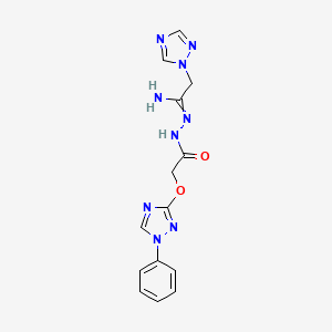 molecular formula C14H15N9O2 B1308750 N-[[1-amino-2-(1,2,4-triazol-1-yl)ethylidene]amino]-2-[(1-phenyl-1,2,4-triazol-3-yl)oxy]acetamide 