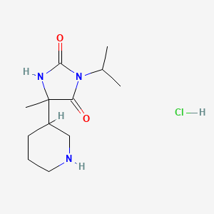 molecular formula C12H22ClN3O2 B13087828 5-Methyl-5-(piperidin-3-yl)-3-(propan-2-yl)imidazolidine-2,4-dione hydrochloride 