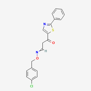 molecular formula C19H15ClN2O2S B1308789 3-[(4-Chlorophenyl)methoxyimino]-1-(2-phenyl-1,3-thiazol-5-yl)propan-1-one 