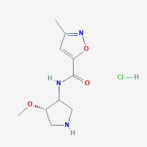 molecular formula C10H16ClN3O3 B13087926 N-[(4S)-4-methoxypyrrolidin-3-yl]-3-methyl-1,2-oxazole-5-carboxamide hydrochloride 