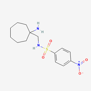 molecular formula C14H21N3O4S B13088085 N-[(1-Aminocycloheptyl)methyl]-4-nitrobenzene-1-sulfonamide 