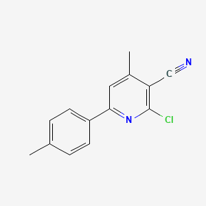 molecular formula C14H11ClN2 B13088155 2-Chloro-4-methyl-6-(P-tolyl)nicotinonitrile 