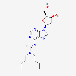 molecular formula C19H30N6O3 B13088282 N,N-dibutyl-N'-[9-[(2R,4S,5R)-4-hydroxy-5-(hydroxymethyl)oxolan-2-yl]purin-6-yl]methanimidamide 