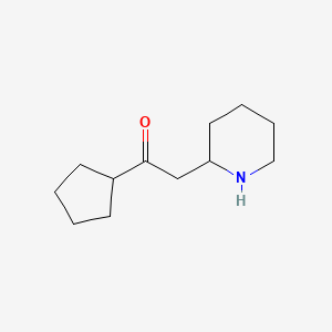 molecular formula C12H21NO B13088286 1-Cyclopentyl-2-(piperidin-2-yl)ethan-1-one 