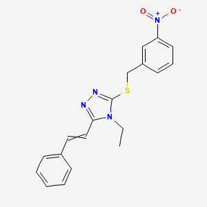 molecular formula C19H18N4O2S B1308833 4-ethyl-3-[(3-nitrobenzyl)sulfanyl]-5-[(E)-2-phenylethenyl]-4H-1,2,4-triazole 