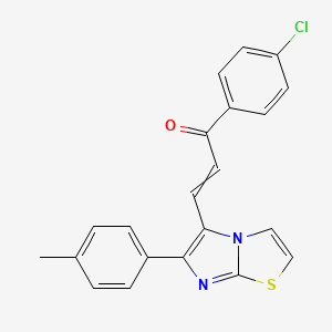 molecular formula C21H15ClN2OS B1308838 (E)-1-(4-chlorophenyl)-3-[6-(4-methylphenyl)imidazo[2,1-b][1,3]thiazol-5-yl]-2-propen-1-one 