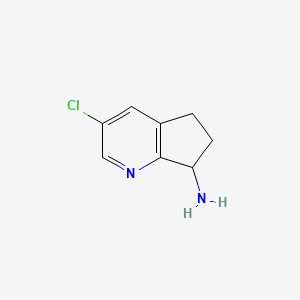 molecular formula C8H9ClN2 B13088453 3-Chloro-6,7-dihydro-5H-cyclopenta[B]pyridin-7-amine 