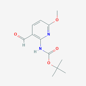 molecular formula C12H16N2O4 B13088458 Tert-butyl (3-formyl-6-methoxypyridin-2-YL)carbamate 