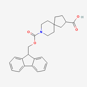 molecular formula C25H27NO4 B13088467 8-(((9H-Fluoren-9-yl)methoxy)carbonyl)-8-azaspiro[4.5]decane-2-carboxylic acid 