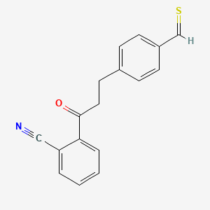 molecular formula C17H13NOS B13088515 2-[3-(4-Methanethioylphenyl)propanoyl]benzonitrile 