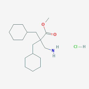 molecular formula C18H34ClNO2 B13088521 Methyl 3-amino-2,2-bis(cyclohexylmethyl)propanoate hydrochloride CAS No. 1255098-86-2