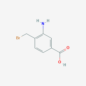 molecular formula C8H8BrNO2 B13088538 3-Amino-4-(bromomethyl)benzoic acid 