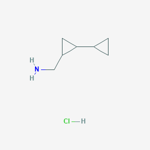 molecular formula C7H14ClN B13088572 (2-Cyclopropylcyclopropyl)methanamine hydrochloride 