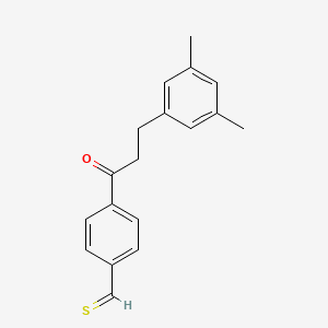 molecular formula C18H18OS B13088584 4-[3-(3,5-Dimethylphenyl)propanoyl]thiobenzaldehyde 