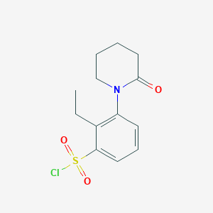 molecular formula C13H16ClNO3S B13088692 2-Ethyl-3-(2-oxopiperidin-1-YL)benzene-1-sulfonyl chloride 