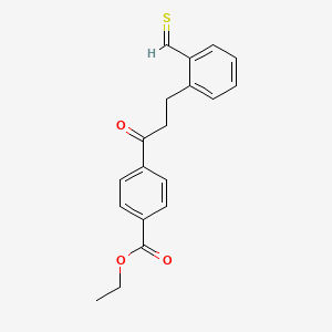 molecular formula C19H18O3S B13088725 Ethyl 4-[3-(2-methanethioylphenyl)propanoyl]benzoate 