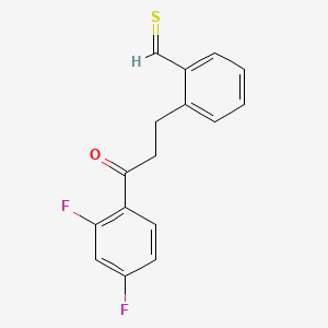 2-[3-(2,4-Difluorophenyl)-3-oxopropyl]thiobenzaldehyde