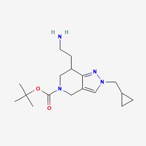 molecular formula C17H28N4O2 B13088774 tert-Butyl 7-(2-aminoethyl)-2-(cyclopropylmethyl)-6,7-dihydro-2H-pyrazolo[4,3-c]pyridine-5(4H)-carboxylate 