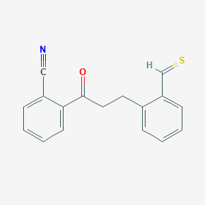 molecular formula C17H13NOS B13088791 2-[3-(2-Methanethioylphenyl)propanoyl]benzonitrile 