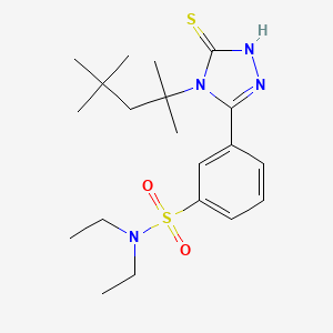 molecular formula C20H32N4O2S2 B13088815 N,N-Diethyl-3-[5-mercapto-4-(1,1,3,3-tetramethyl-butyl)-4H-[1,2,4]triazol-3-yl]-benzenesulfonamide CAS No. 522606-43-5