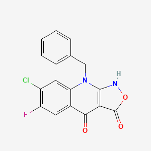 molecular formula C17H10ClFN2O3 B13088902 9-benzyl-7-chloro-6-fluoroisoxazolo[3,4-b]quinoline-3,4(1H,9H)-dione 