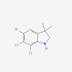 molecular formula C10H10BrCl2N B13088905 5-Bromo-6,7-dichloro-3,3-dimethyl-2,3-dihydro-1H-indole 