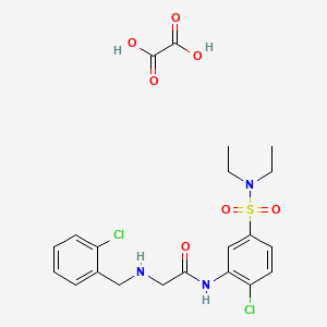 molecular formula C21H25Cl2N3O7S B13088915 N-[2-chloro-5-(diethylsulfamoyl)phenyl]-2-{[(2-chlorophenyl)methyl]amino}acetamide; oxalic acid 