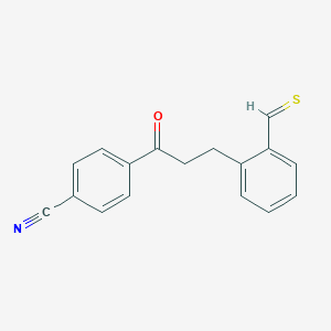 molecular formula C17H13NOS B13088936 4-[3-(2-Methanethioylphenyl)propanoyl]benzonitrile 