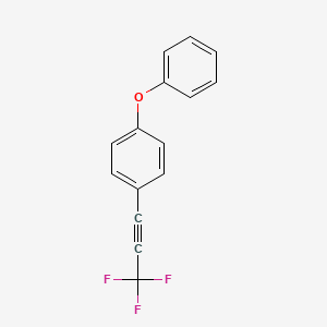 molecular formula C15H9F3O B13088940 1-Phenoxy-4-(3,3,3-trifluoroprop-1-YN-1-YL)benzene 