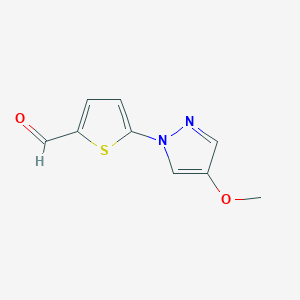 molecular formula C9H8N2O2S B13088976 5-(4-Methoxy-1H-pyrazol-1-yl)thiophene-2-carbaldehyde 