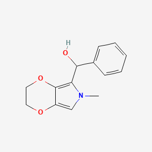 molecular formula C14H15NO3 B13089024 (6-Methyl-3,6-dihydro-2H-[1,4]dioxino[2,3-c]pyrrol-5-yl)(phenyl)methanol 