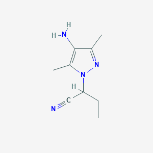 molecular formula C9H14N4 B13089055 2-(4-amino-3,5-dimethyl-1H-pyrazol-1-yl)butanenitrile 