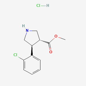 molecular formula C12H15Cl2NO2 B13089095 trans-Methyl4-(2-chlorophenyl)pyrrolidine-3-carboxylatehydrochloride 