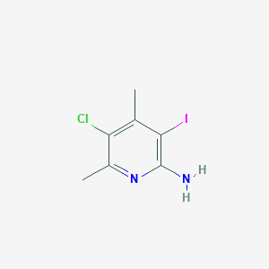 molecular formula C7H8ClIN2 B13089105 5-Chloro-3-iodo-4,6-dimethylpyridin-2-amine 