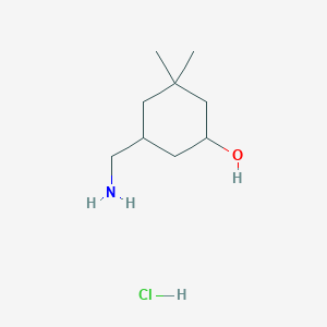 molecular formula C9H20ClNO B13089157 5-(Aminomethyl)-3,3-dimethylcyclohexanol hydrochloride 