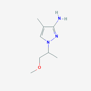 molecular formula C8H15N3O B13089164 1-(1-Methoxypropan-2-yl)-4-methyl-1H-pyrazol-3-amine 