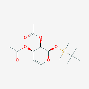 molecular formula C15H26O6Si B13089184 (2R,3R,4R)-2-((tert-Butyldimethylsilyl)oxy)-3,4-dihydro-2H-pyran-3,4-diyl diacetate 