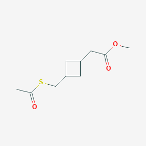 molecular formula C10H16O3S B13089239 Methyl 2-(3-((acetylthio)methyl)cyclobutyl)acetate 