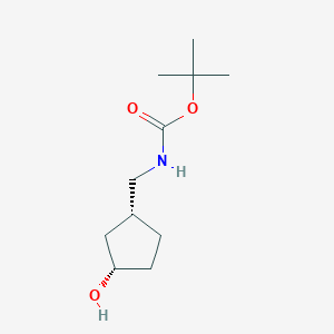 molecular formula C11H21NO3 B13089246 tert-Butyl N-{[(1S,3R)-rel-3-hydroxycyclopentyl]methyl}carbamate 