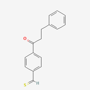 molecular formula C16H14OS B13089253 4-(3-Phenylpropanoyl)thiobenzaldehyde 