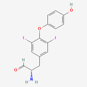 molecular formula C15H13I2NO3 B13089306 (2S)-2-amino-3-[4-(4-hydroxyphenoxy)-3,5-diiodophenyl]propanal 