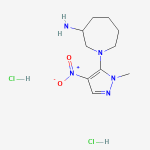 molecular formula C10H19Cl2N5O2 B13089309 1-(1-Methyl-4-nitro-1H-pyrazol-5-yl)azepan-3-amine dihydrochloride 