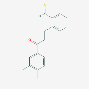 molecular formula C18H18OS B13089320 2-[3-(3,4-Dimethylphenyl)-3-oxopropyl]thiobenzaldehyde 